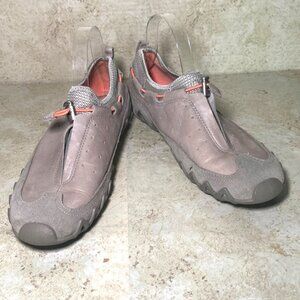 Ecco Womens Gray Suede‎ & Leather Slip-On Shoes Toggle Closure Gorpcore Casual